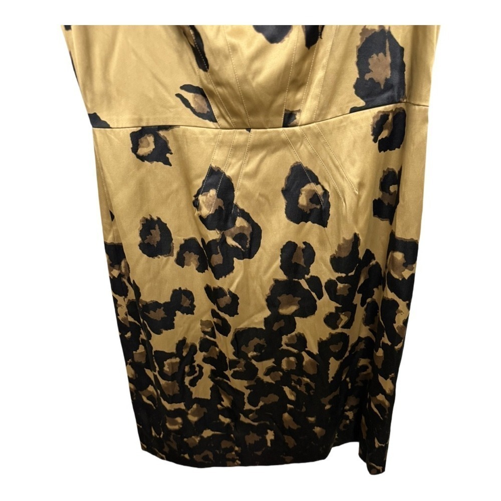 Kenneth Cole Animal Print Pencil Dress Brown Black Spots Size 10 Formal - Picture 3 of 7